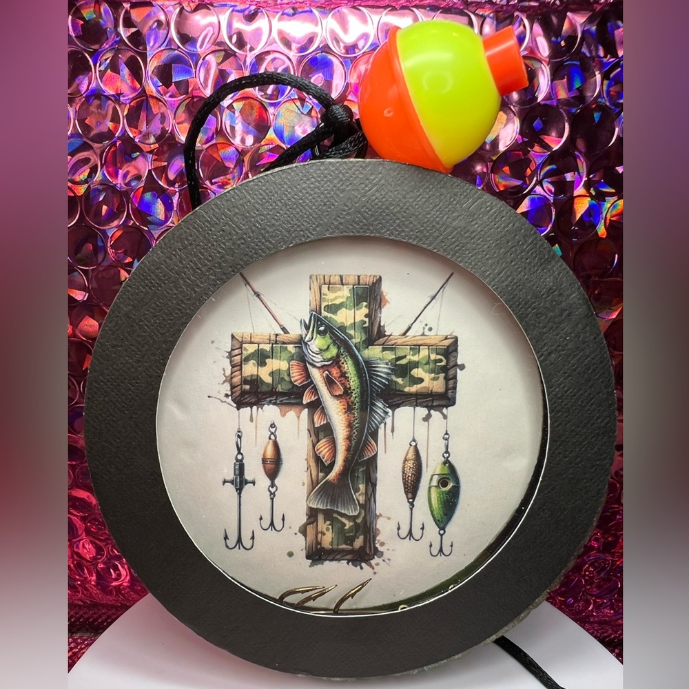 Fishing Lure Car Freshie with Cross Design